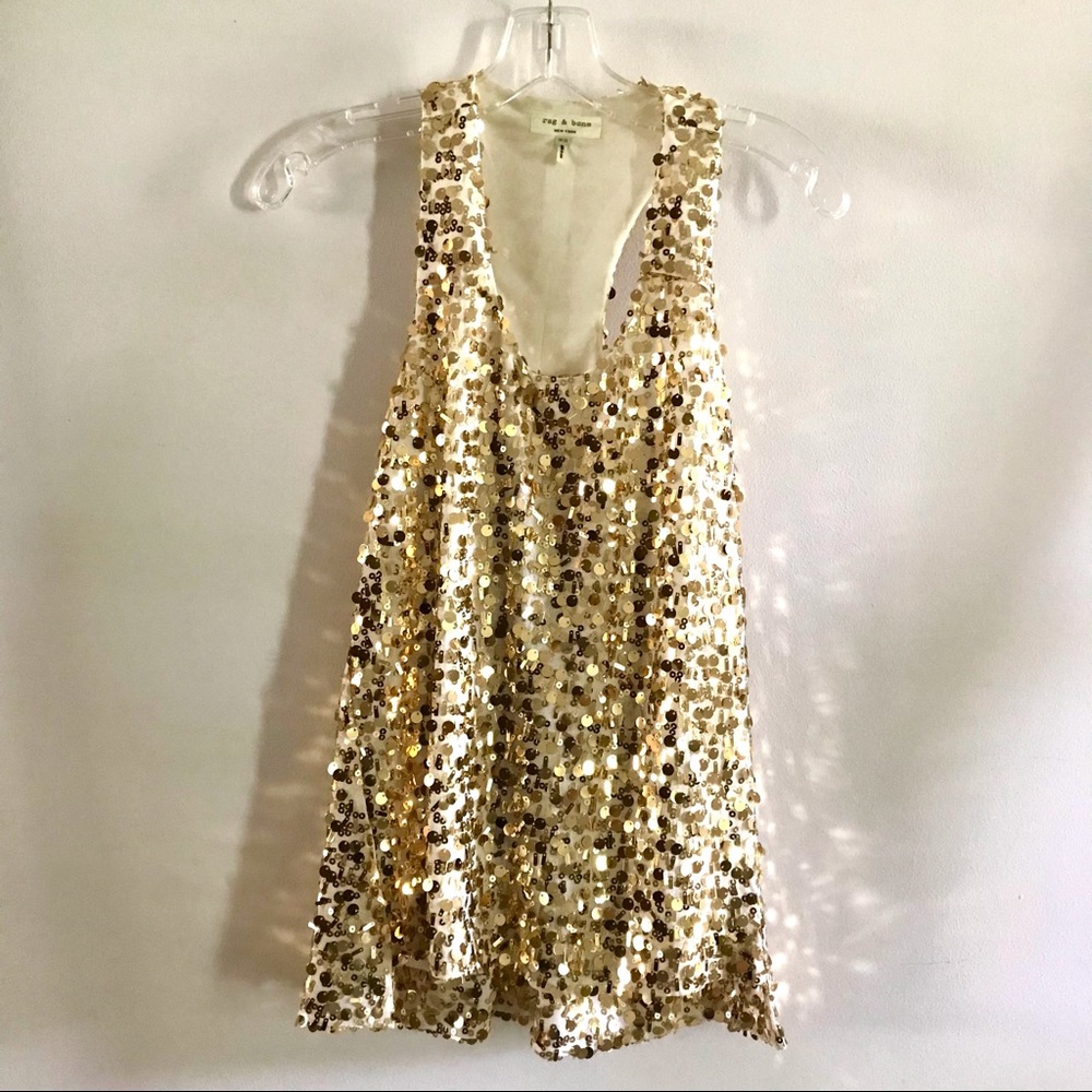 Rag & Bone Gold Sequin Top Size XS - Racerback, Going out, Holiday Party Style